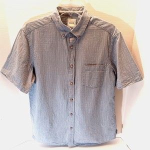 Rowm Shirt Men M Light Blue Button Down Short Sleeve 100% Cotton Lightweight